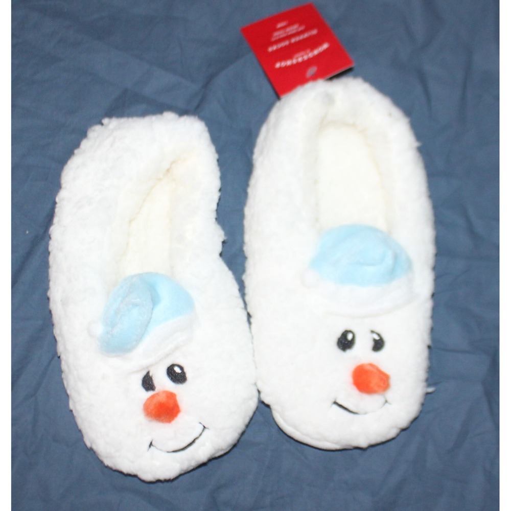 Wondershop Snowman⛄️Faux Shearling Christmas Slippers w/Grippers size S/M - NEW